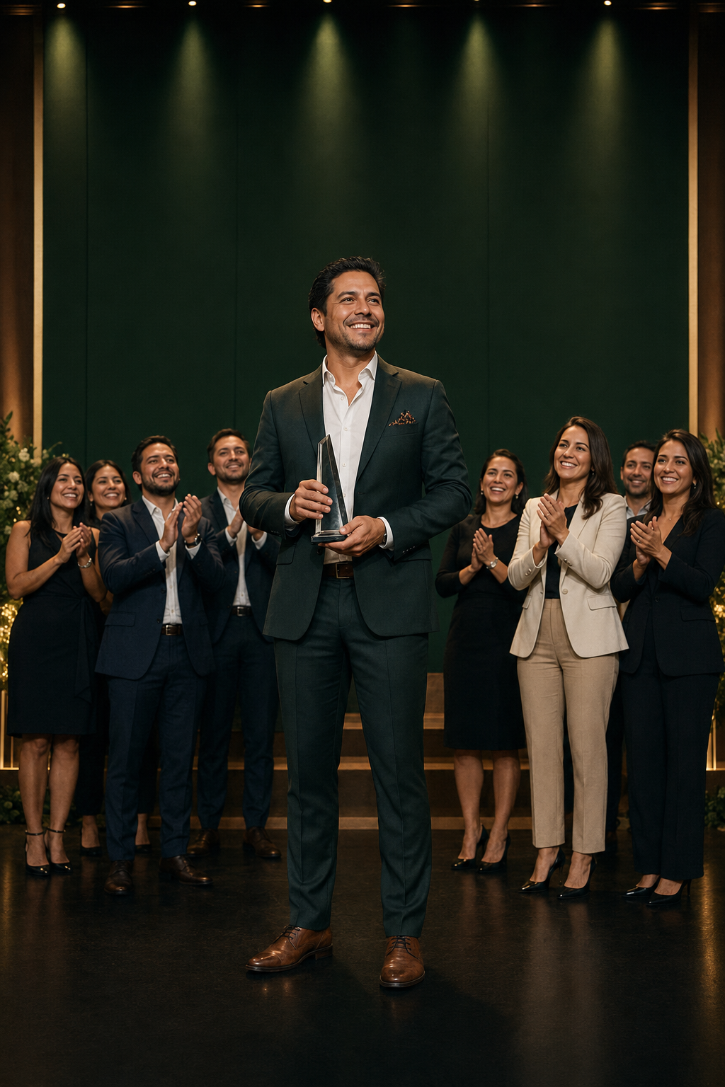 Asesor recibiendo reconocimiento de Top Constructor de Equipo