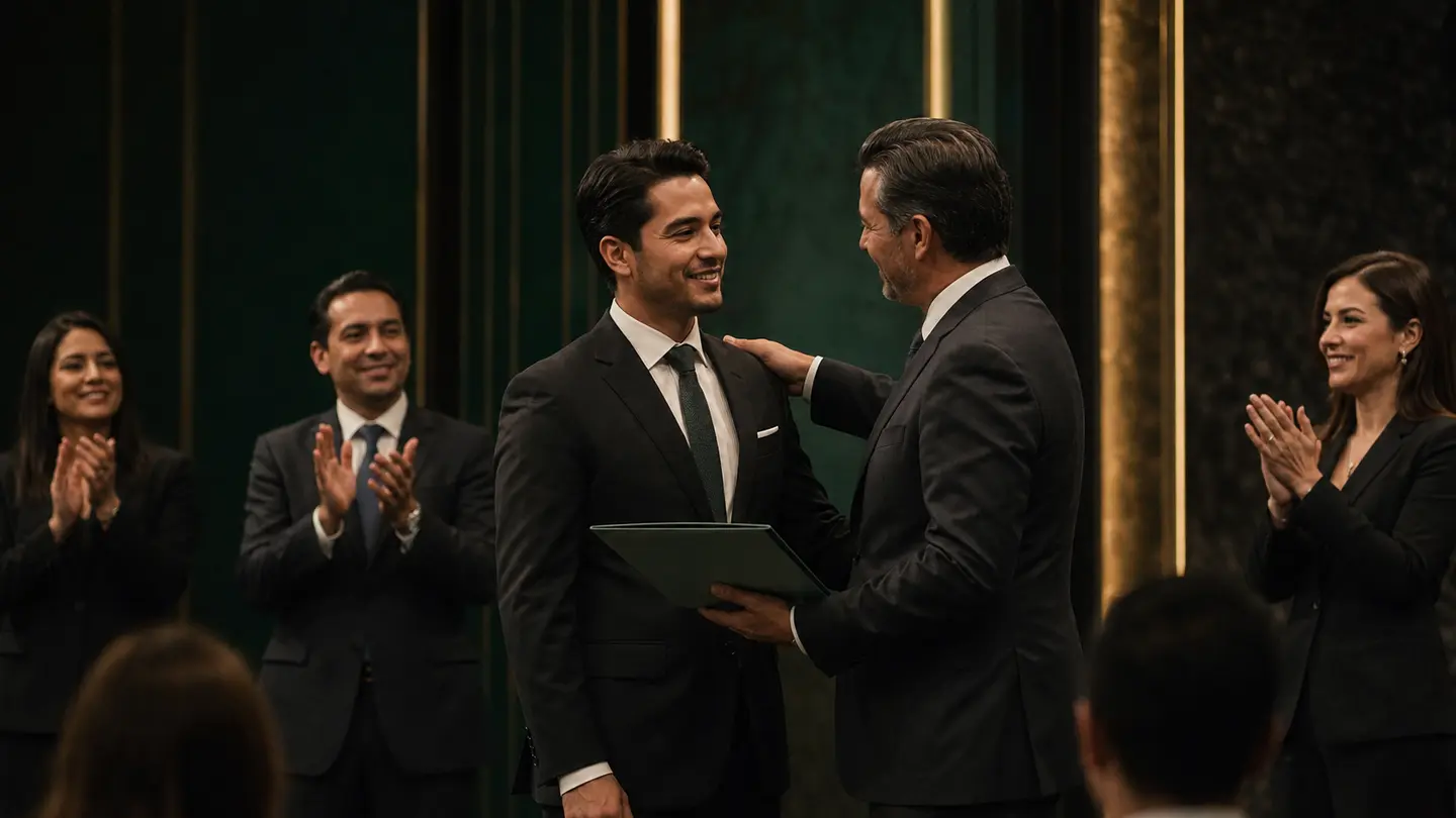 Asesor reconocido públicamente al alcanzar el rango Team Leader
